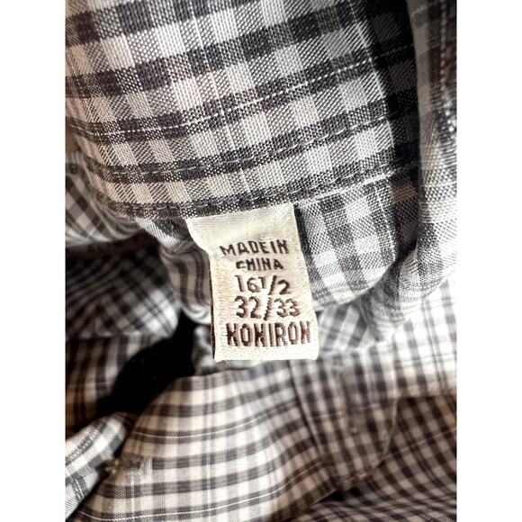 Joseph Abboud Mens Slim Fit Gingham Check Dress Shirt 16.5‎ Collar 32 33 Sleeve - Picture 6 of 8